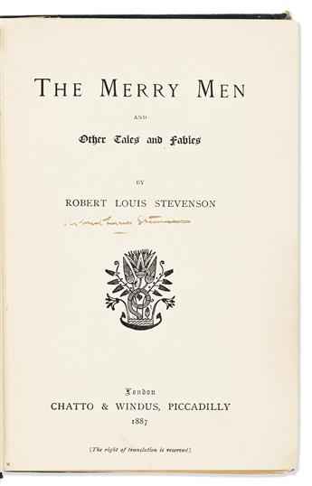 STEVENSON, ROBERT LOUIS. The Merry Men and Other Tales and Fables. Signed on the title-page.